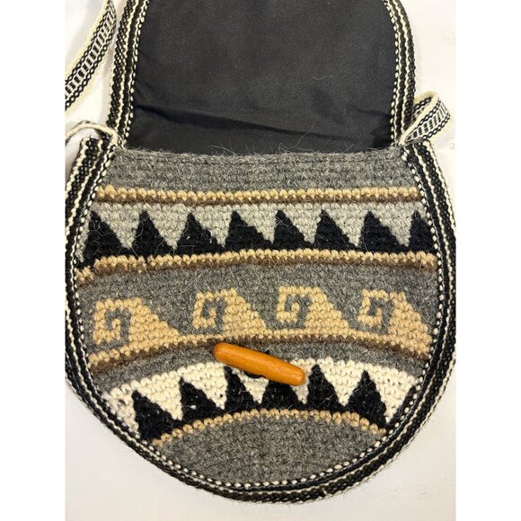 Handmade Woolen Crossbody Bag Horse and Tribal Pattern Cowgirl Core Southwest - Picture 5 of 9